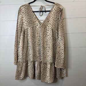 Altar'd State Leopard Print Tiered Mini Dress Size Medium